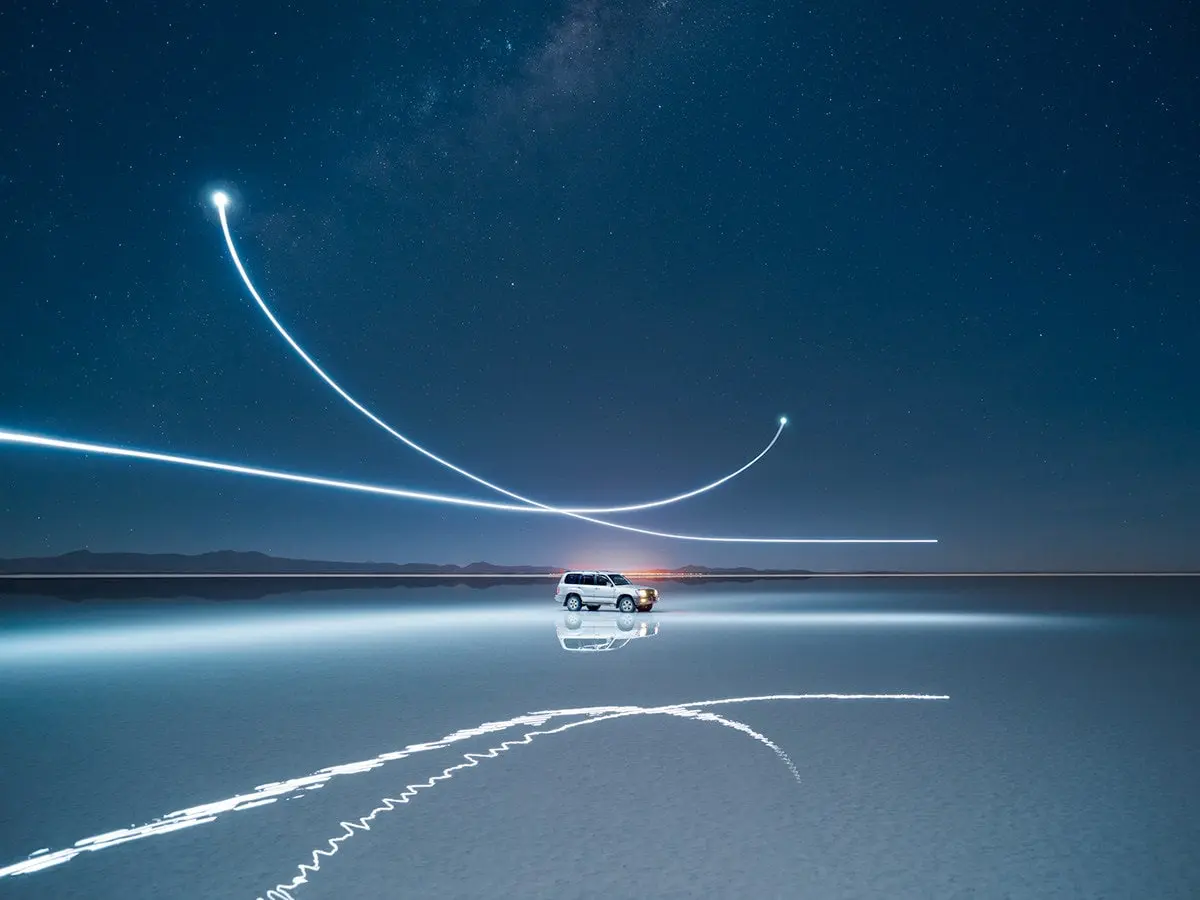 Photographie LED - drone - long exposition - Reuben Wu