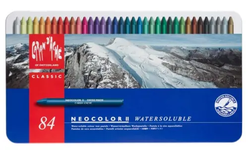 Caran D'Ache Boîte métal 84 pastels à la cire aquarellables Neocolor II - Les meilleurs crayons aquarelle pour artistes