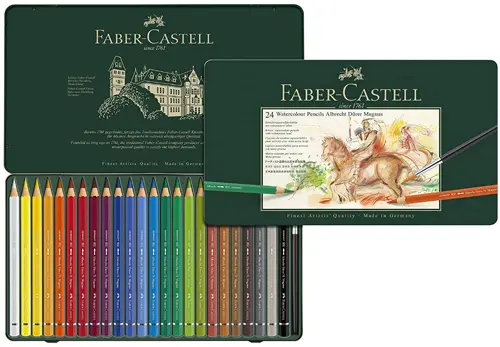 Faber-Castell Lot de 24 Crayons de Couleur Albrecht Dürer Magnus Boîte Métal - Les meilleurs crayons aquarelle pour artistes