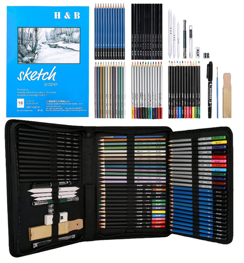72PCS Drawing & Art Supplies Kit, Best Budget Art Kit