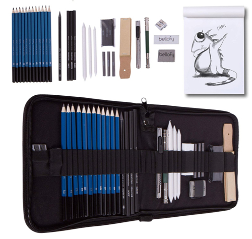 Bellofy Drawing Kit Artists Supplies, Best Portable Sketching Set with Case