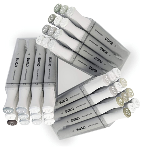 Croma Brush Dual Tip Alcohol Based Sketch Markers. es meilleurs marqueurs professionnels gris et neutres