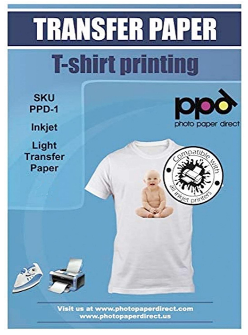 PPD 20 x A4 Papier Transfert Tee-Shirt/Textiles Blancs ou Clairs. Second prix du papier de transfert à jet d'encre