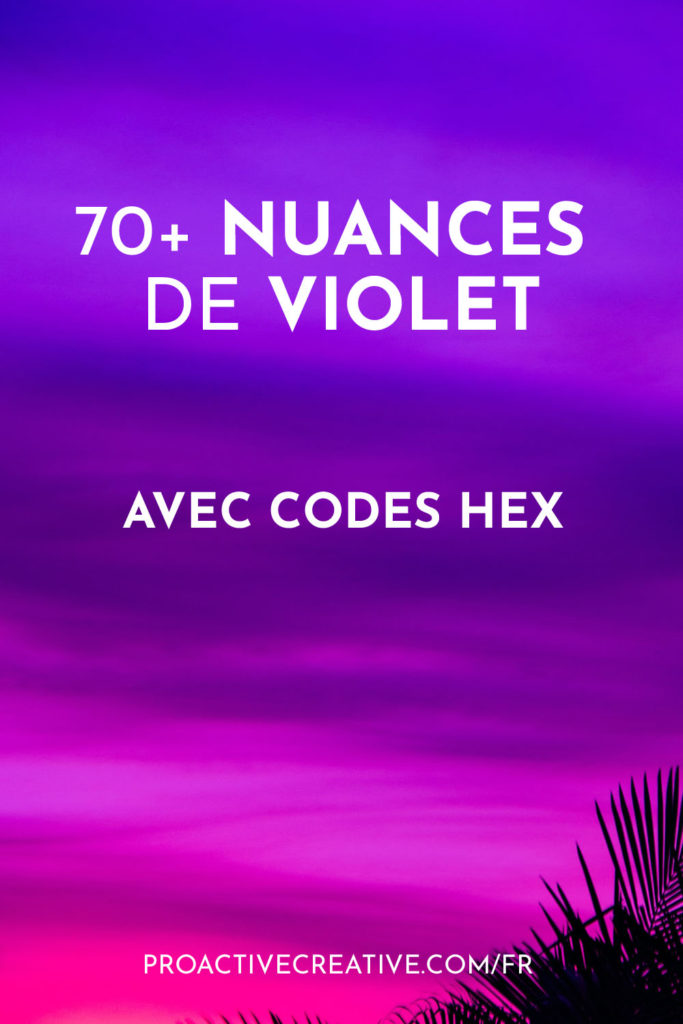 nuances de violet avec codes couleur hexa