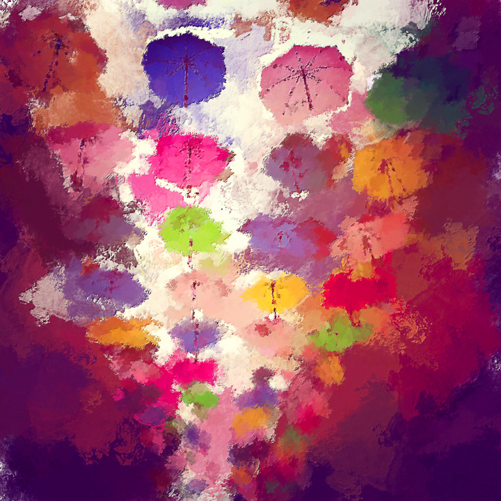 idée de peinture sur toile facile a faire - Parapluies colorés