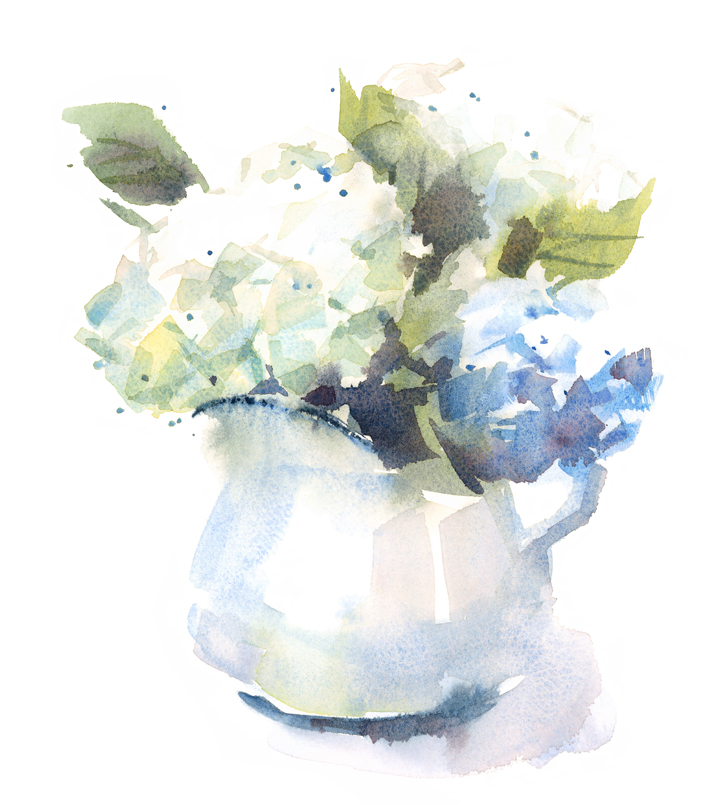 flowers in vase watercolor idea
