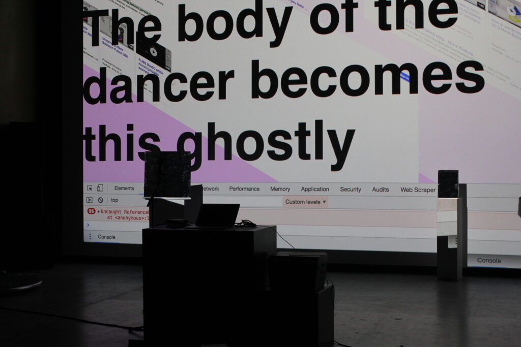 The body of the dancer becomes ghostly.