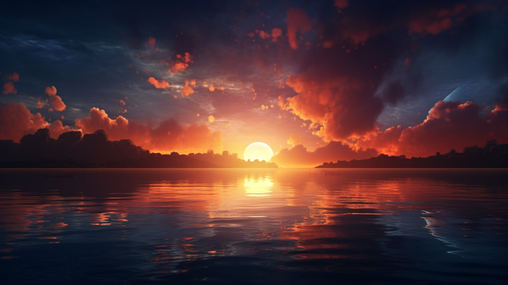 An image of a sunset over a body of water.
