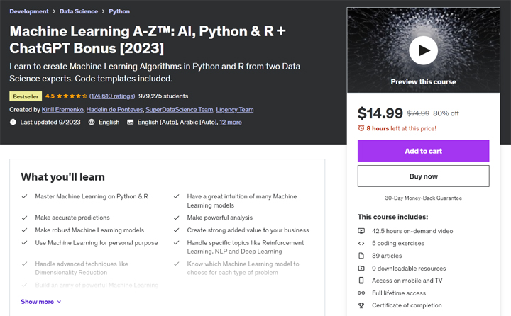 Machine learning - python & python r.