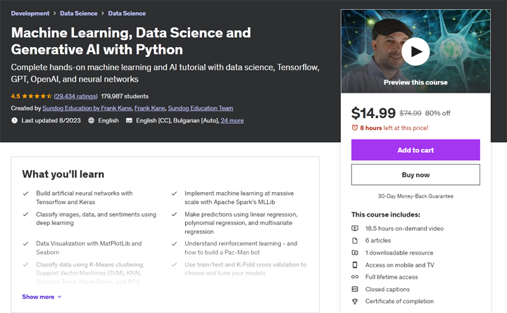 Machine learning data science and general ai with python.