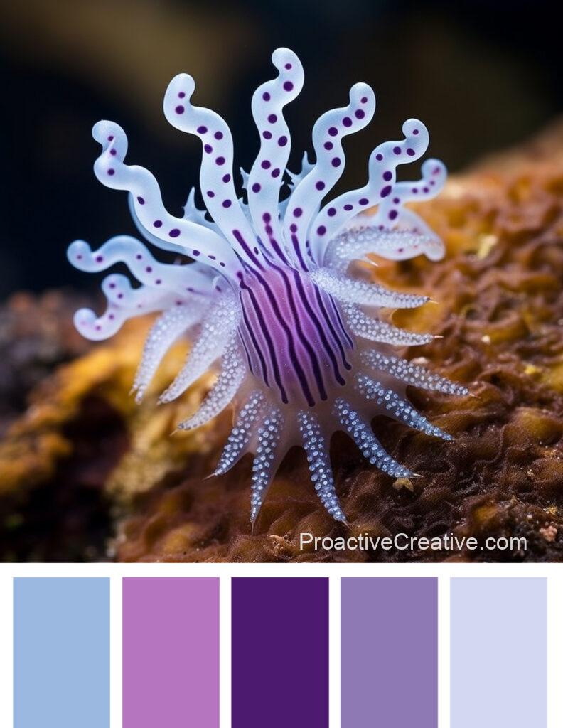 An octopus with a purple color palette.