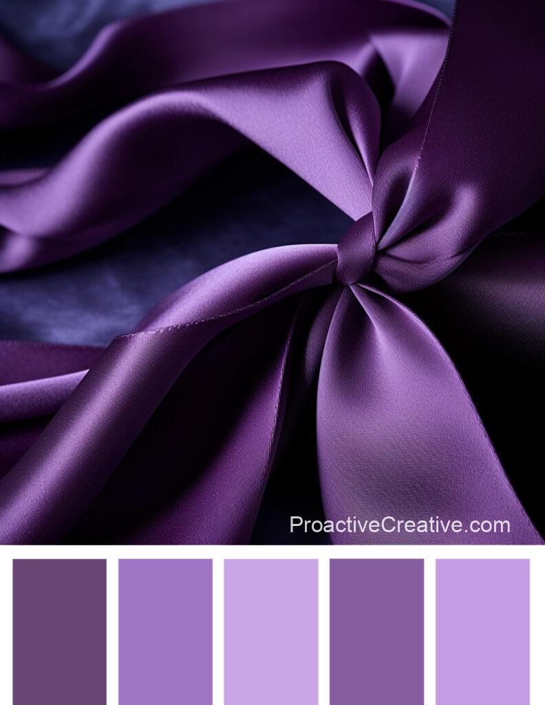 A purple color palette with a bow.