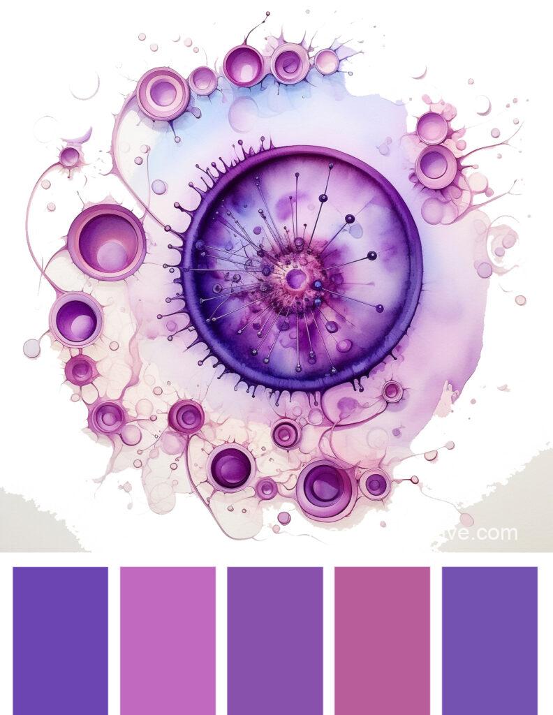 A purple color palette with an image of a flower.