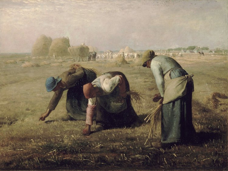 A painting of two women in a field.