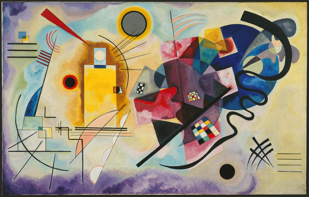 A painting of abstract shapes and colors by Kandinsky