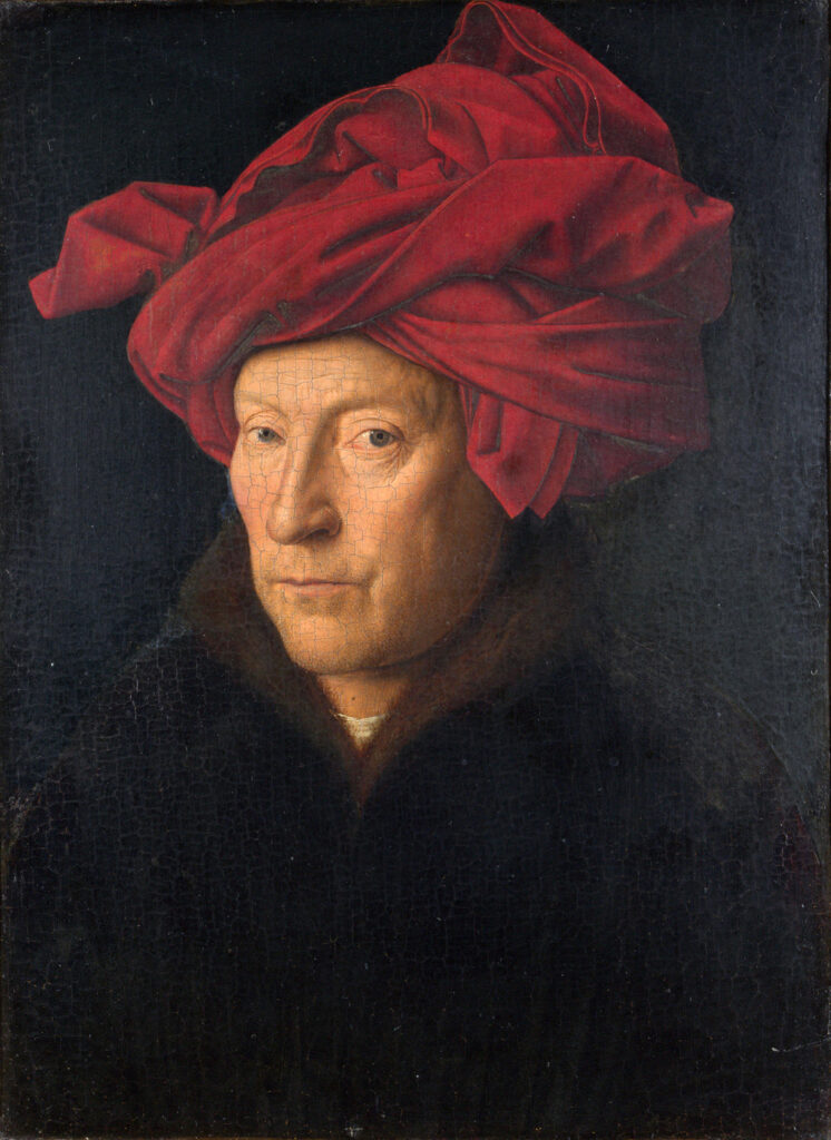 Portrait of a man with a red turban.