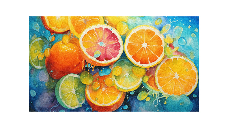 A painting of oranges and lemons.