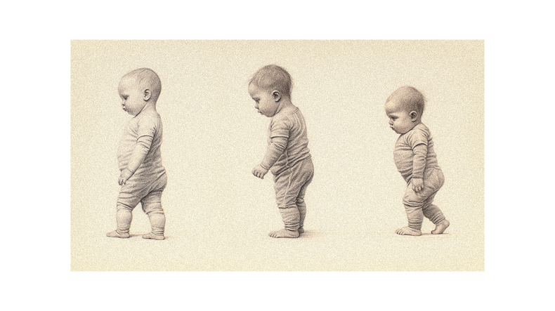 A drawing of a baby in different stages of development.