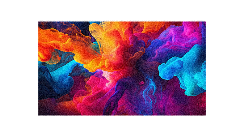 An abstract painting of colorful ink on a white background.
