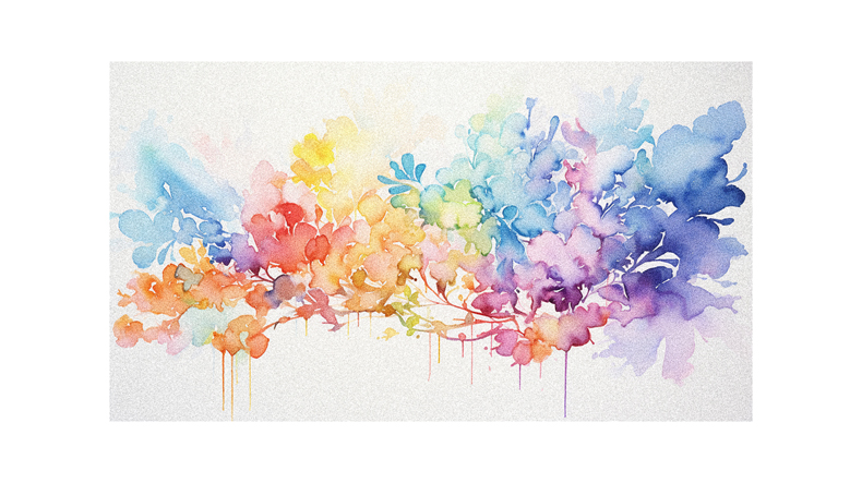 A watercolor painting of colorful flowers on a white background.