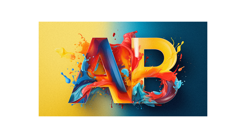 The letter a is made of colorful paint splashes.