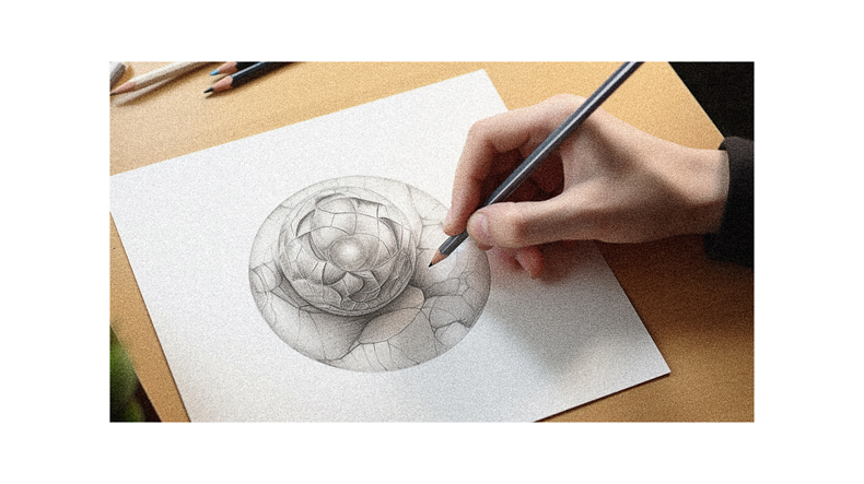 A person drawing a flower on a piece of paper.