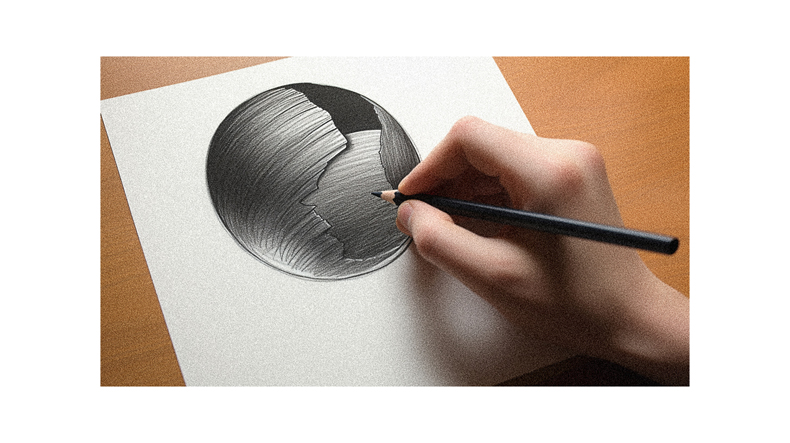 A person is drawing a circle on a piece of paper.