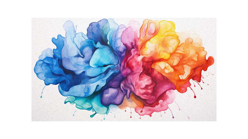 A watercolor painting of a colorful flower.