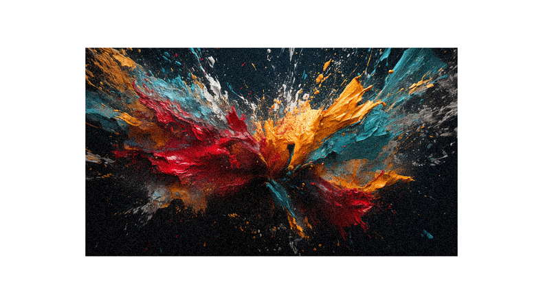 A colorful splash of paint on a black background.