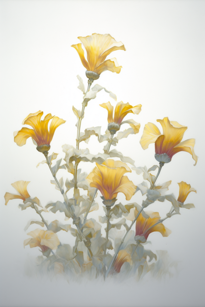 A painting of yellow flowers.