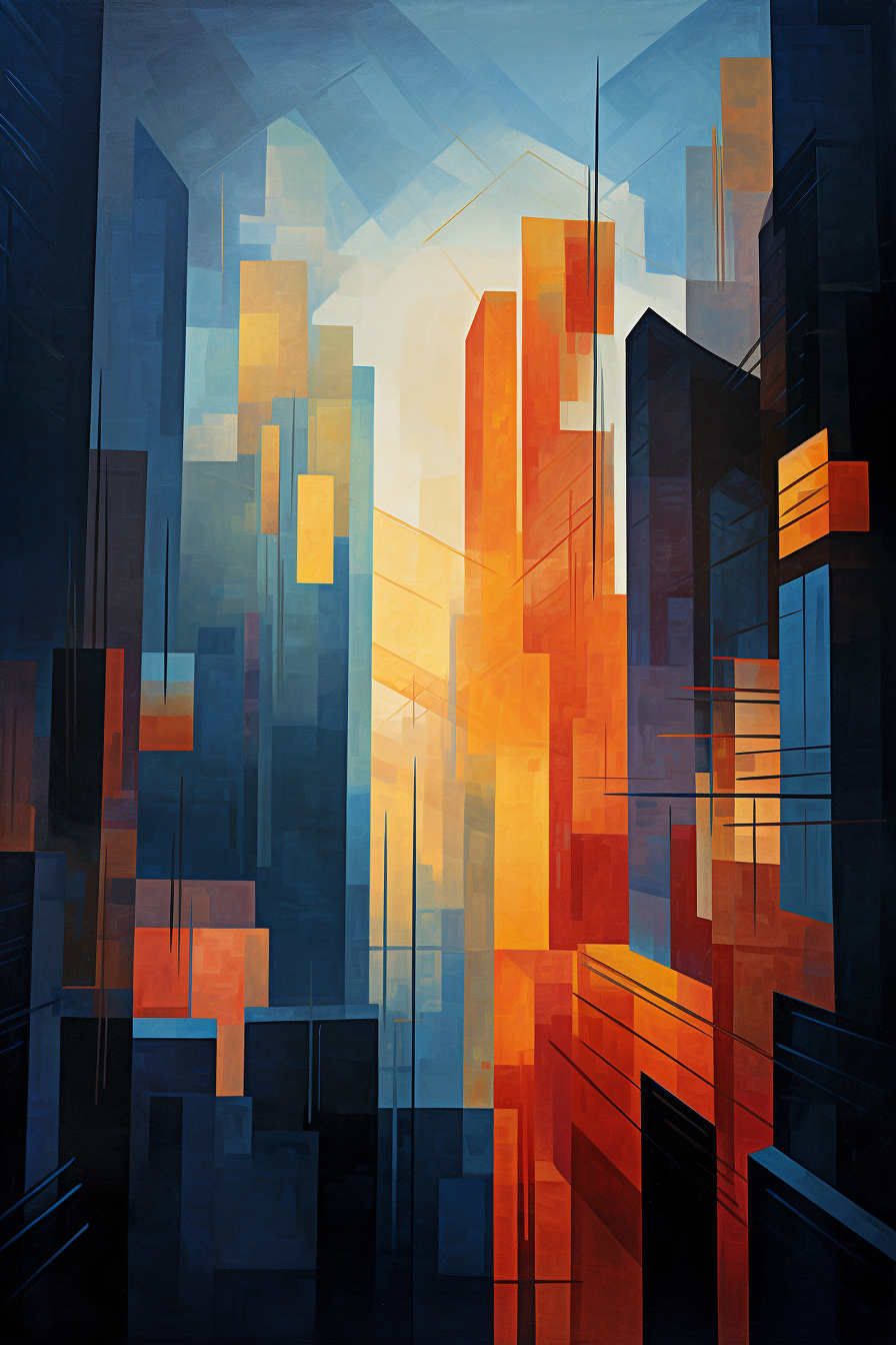 A painting of a city.