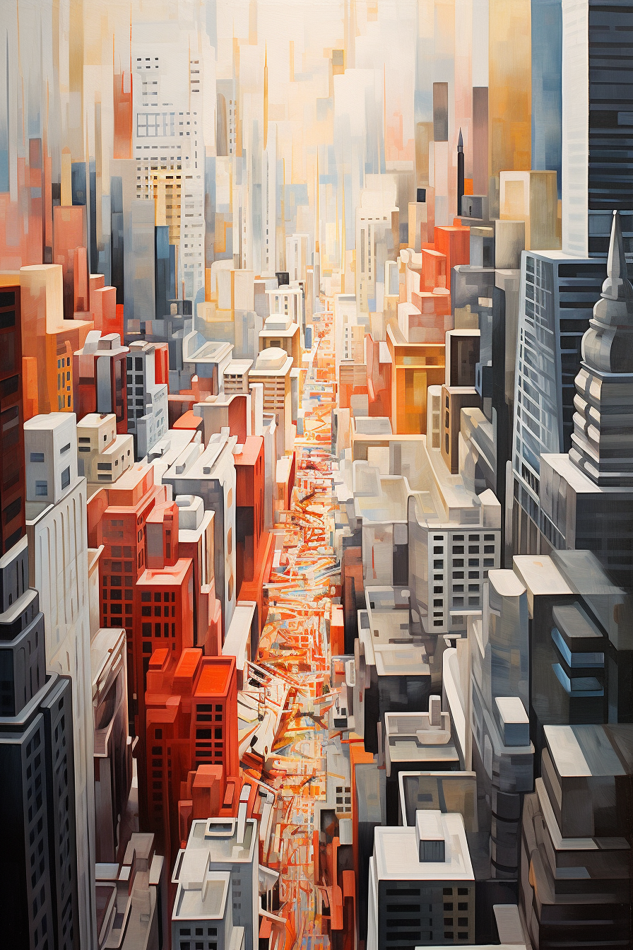 A painting of a city.