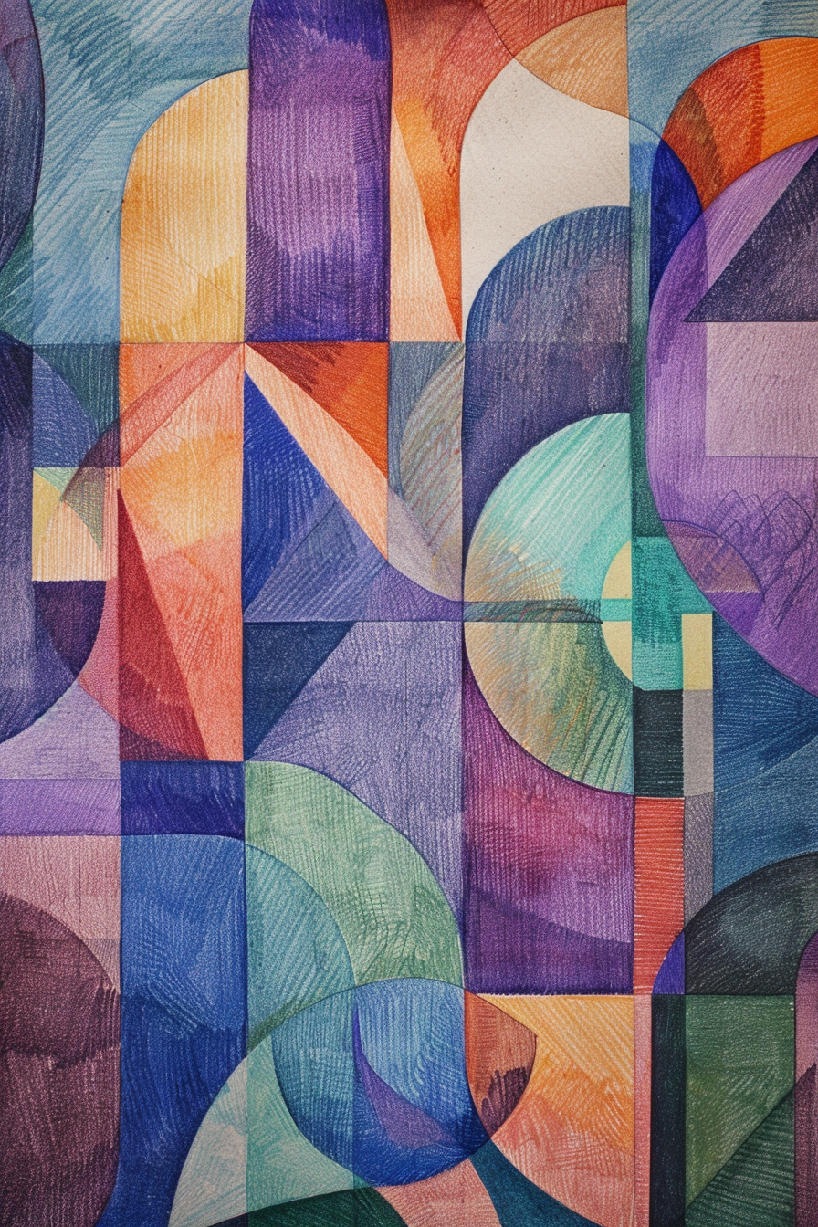 A watercolor painting of abstract shapes and colors.