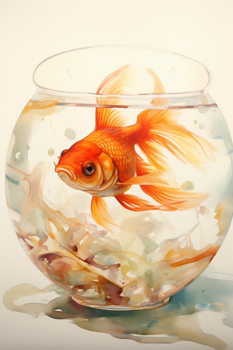 A goldfish in a bowl.