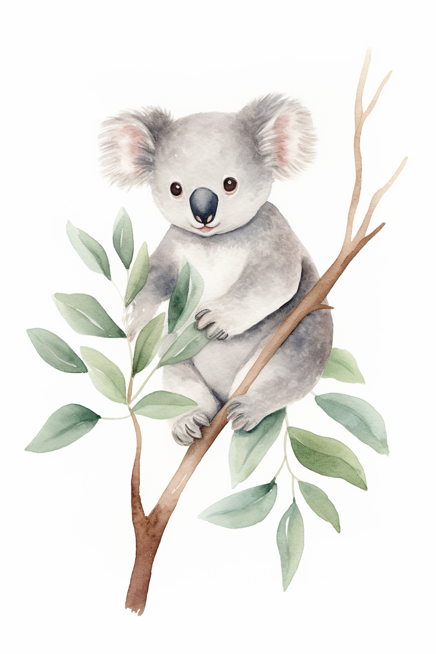 A koala sitting on a tree branch.