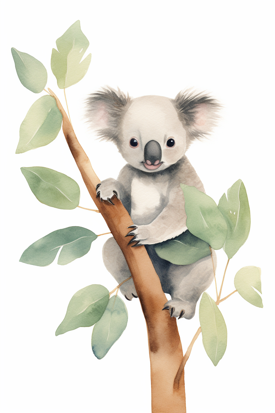 A koala sitting on a tree branch.