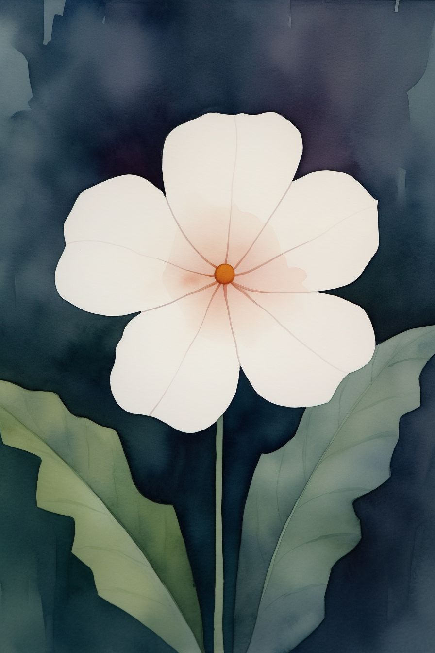 A white flower on a dark background.