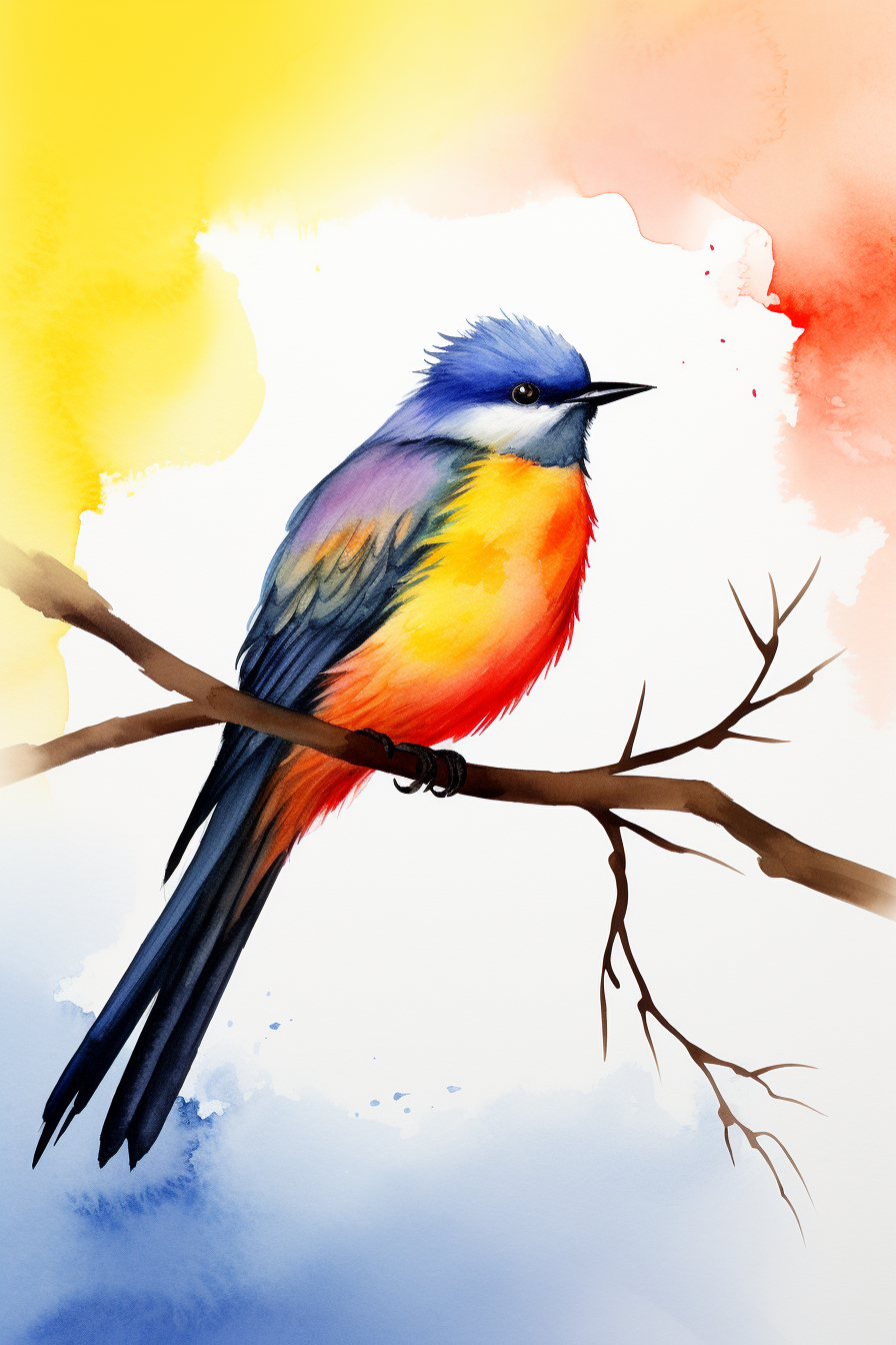 A colorful bird perched on a branch.