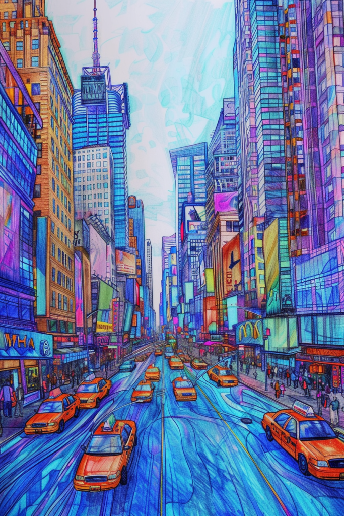 A painting of a city in new york.