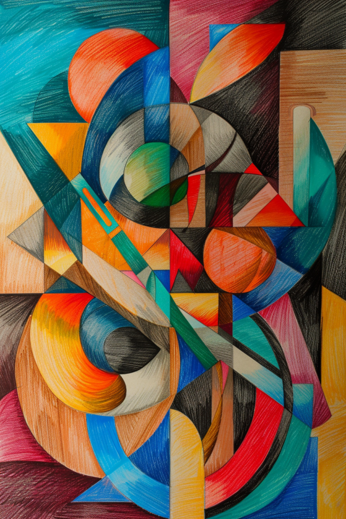 A drawing of a colorful abstract painting.
