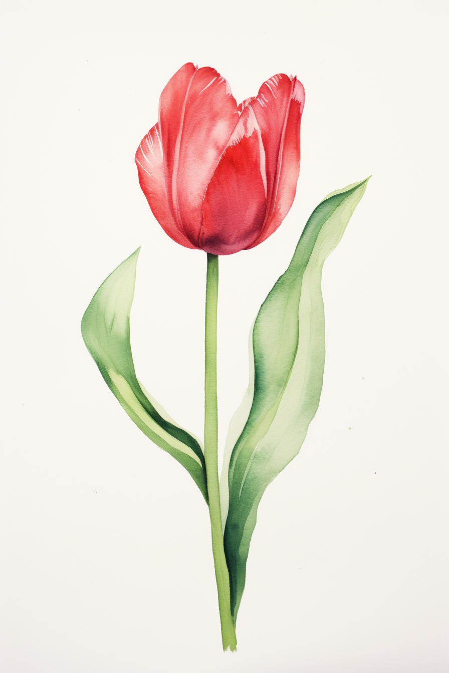 A watercolor painting of a red tulip.