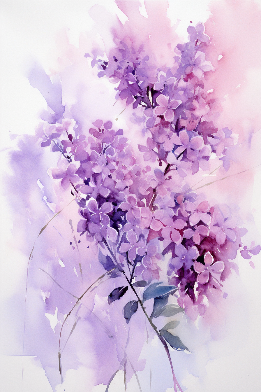 A painting of purple flowers.