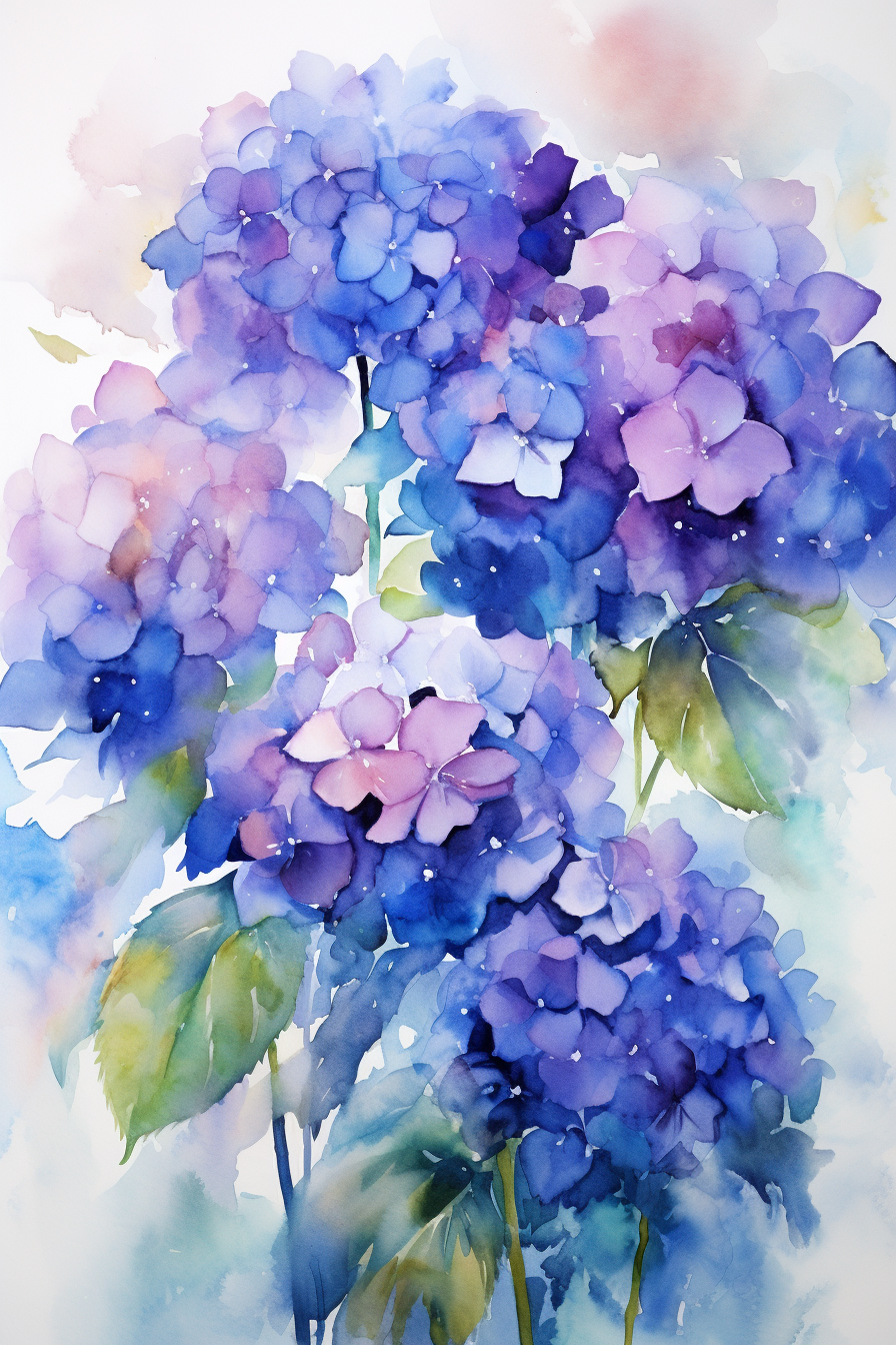 A watercolor painting of blue flowers.