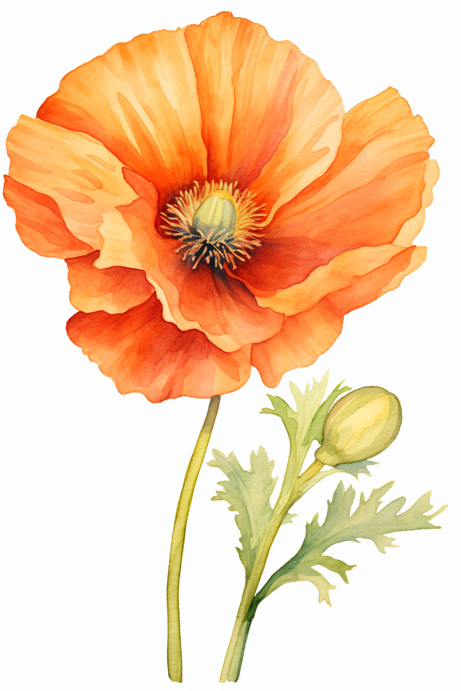 An orange poppy flower on a white background.