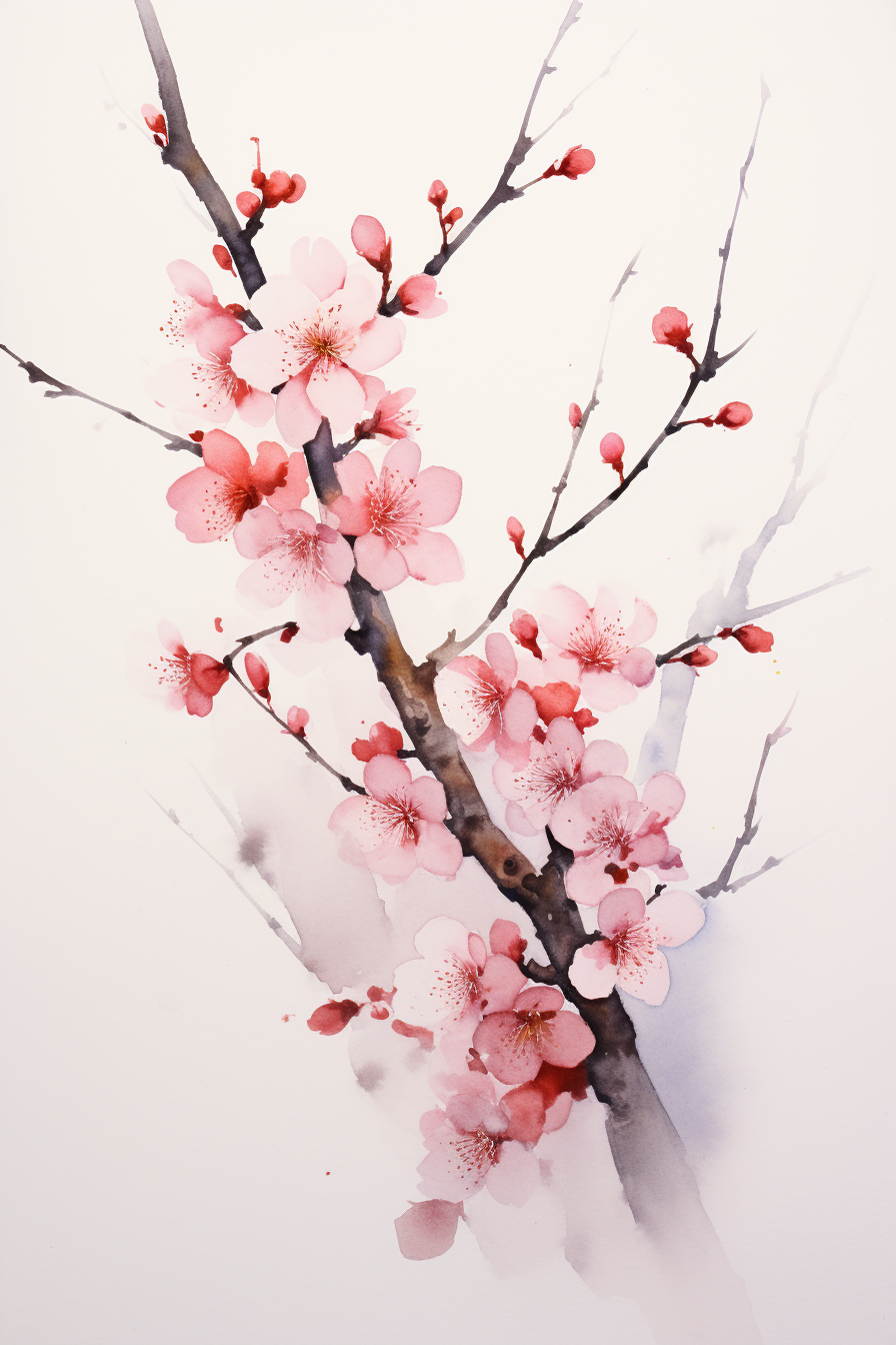 A watercolor painting of a cherry blossom.