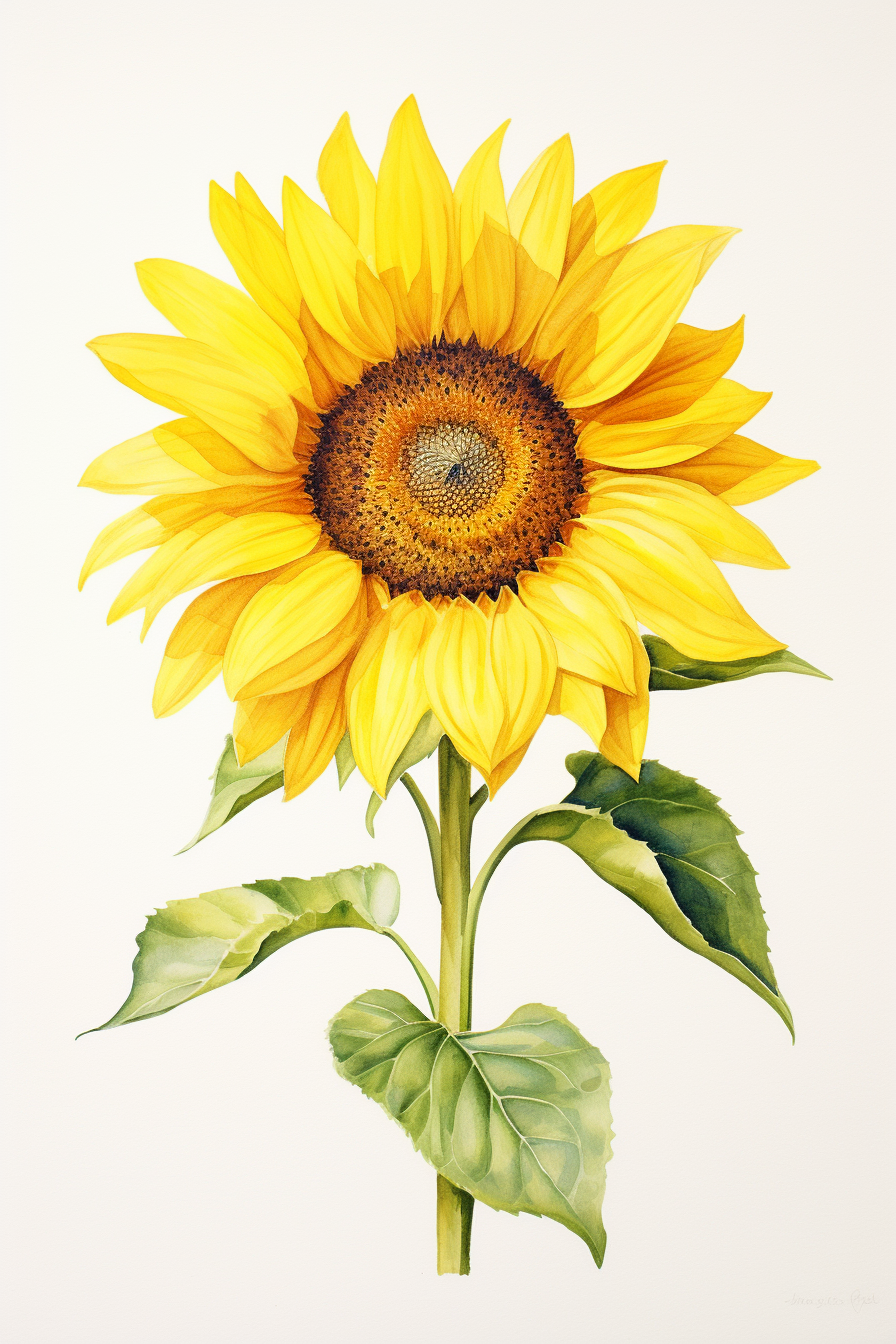 A painting of a sunflower.