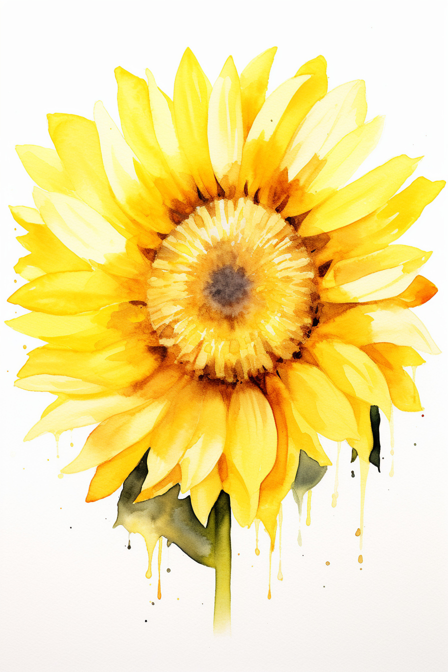 A watercolor of a sunflower.