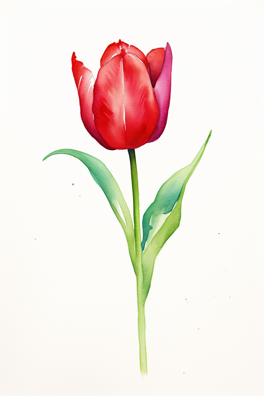 A watercolor painting of a red tulip.
