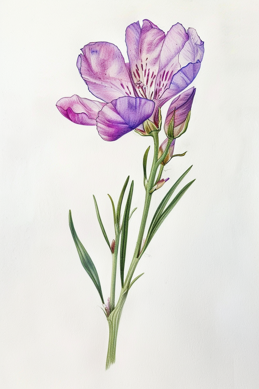 A watercolor painting of a purple flower.