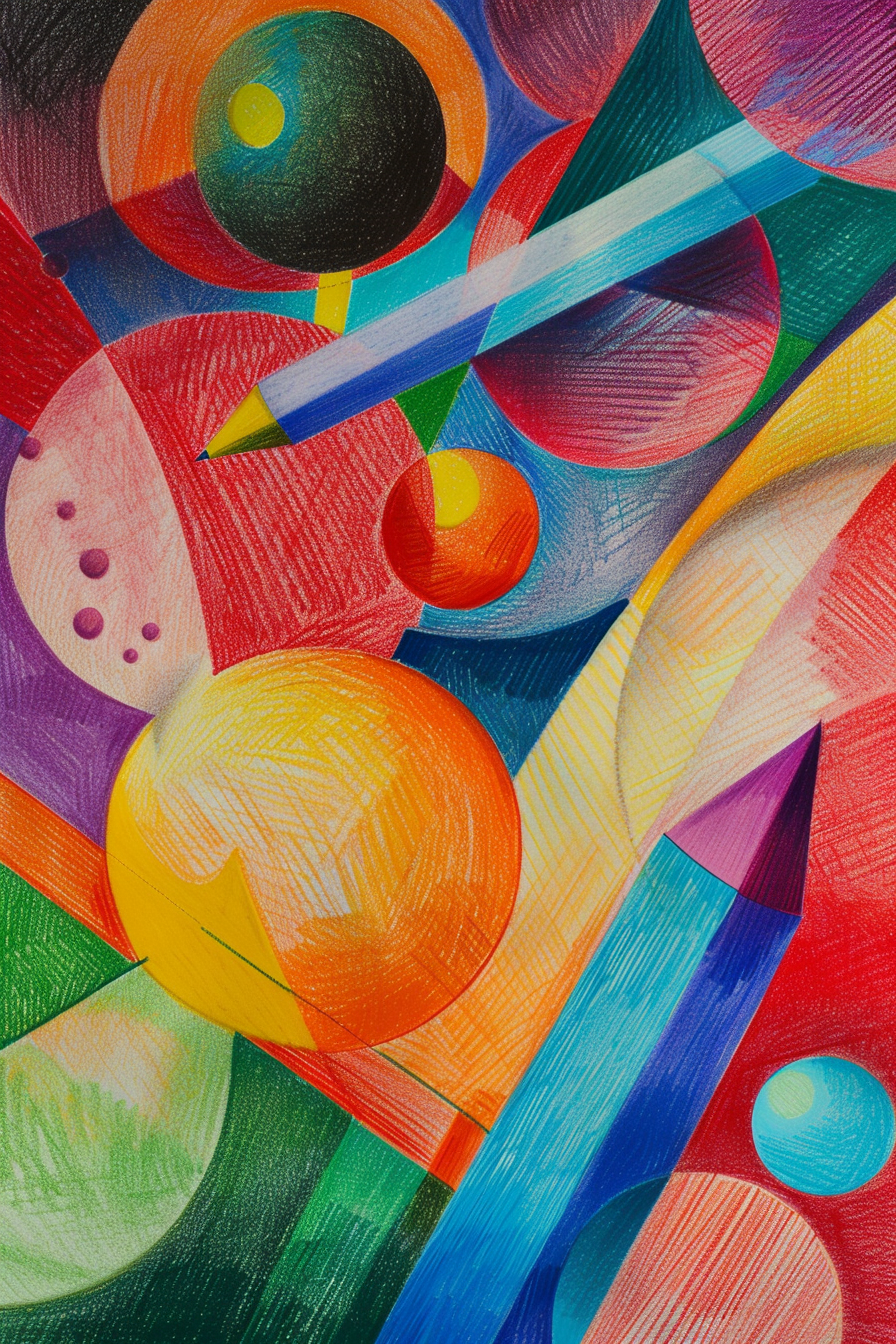 A colored pencil drawing of a colorful painting.